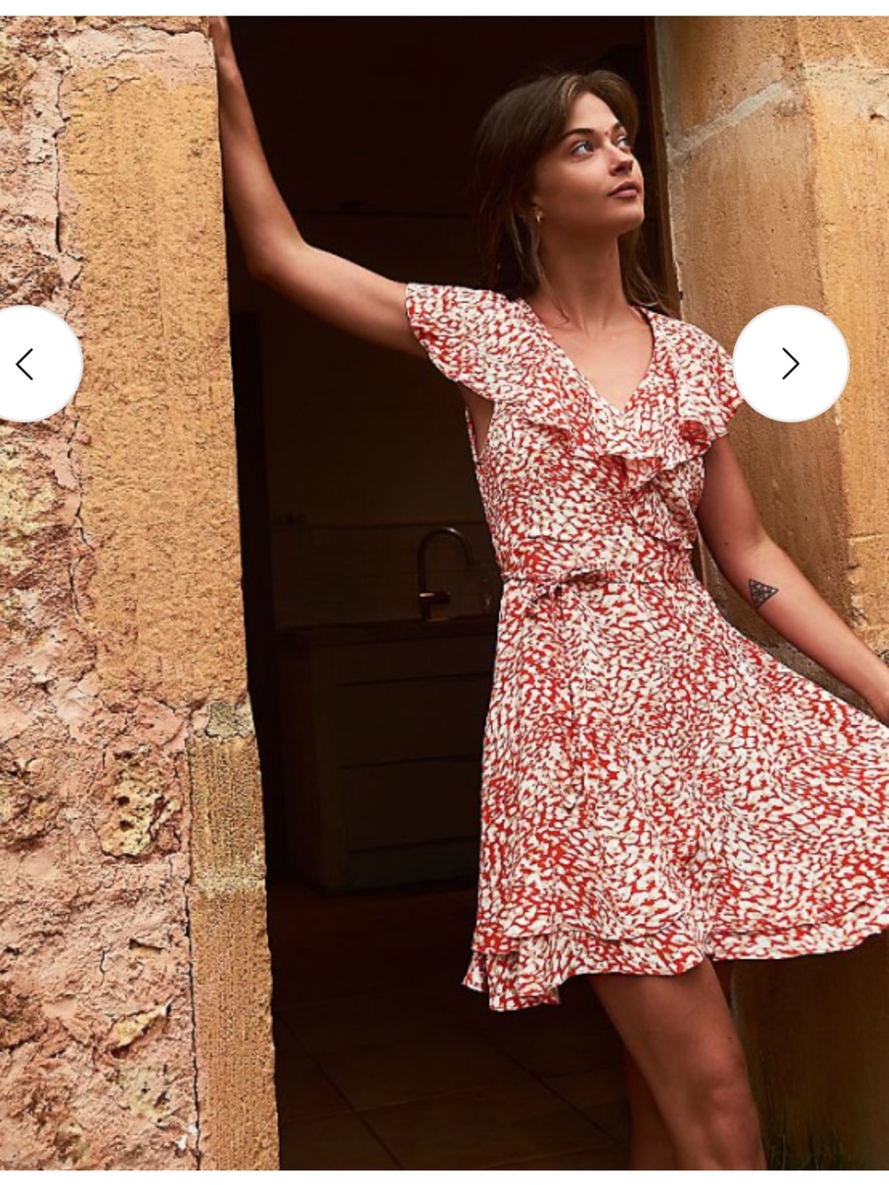 Free People Rent French Quarter Ruffle Wrap Mini Dress - Picture 2 of 7